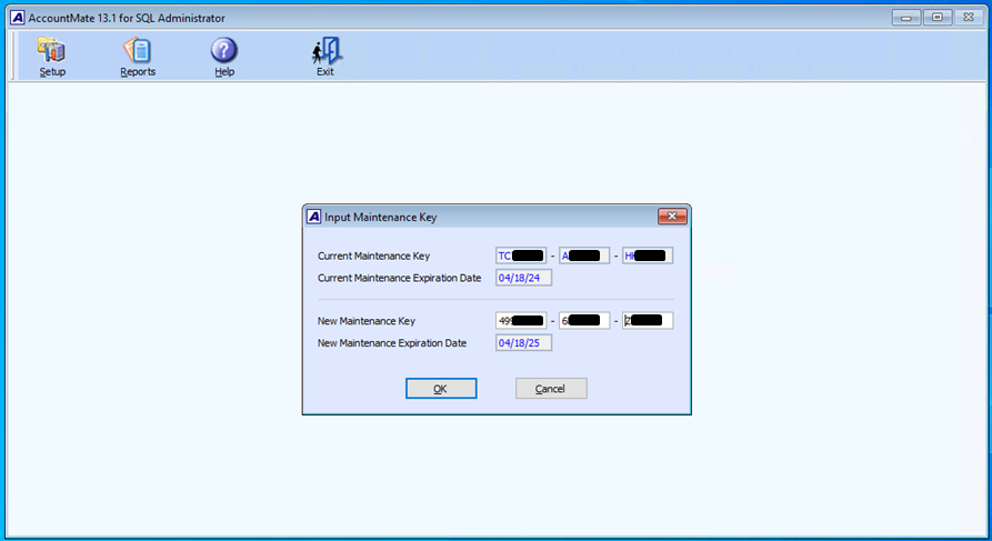 Update AccountMate Software Maintenance Key